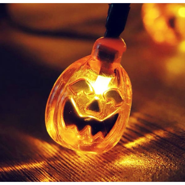 LED Pumpkin Lantern Garland Halloween Ghost Festival -koristelu (hymyilevä kurpitsa) [aurinkomalli] [7 metriä 50 valoa]