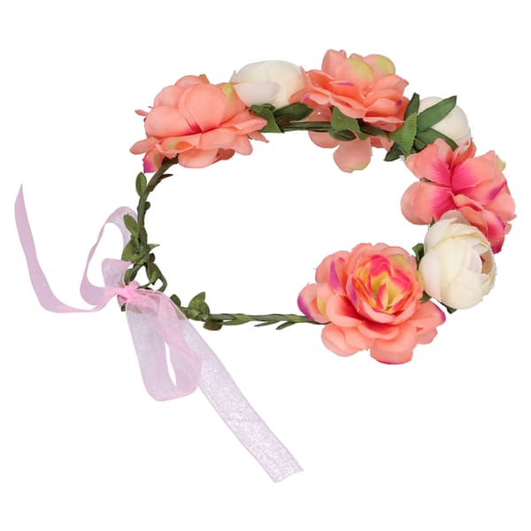 Justerbar Blomsterkrans Pannebånd Blomstrete Hodeplagg Kunstig Blomsterkrone Kvinner Korall Beige