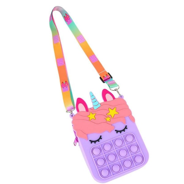 Olkalaukku Poppet Bubble Wallet Messenger Silikoni Popit Fidget Sensory-E E