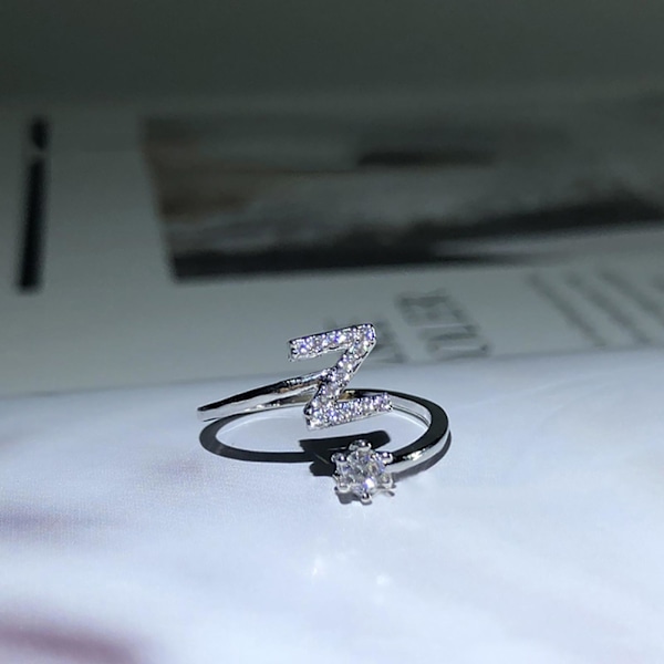 Ring Justerbar Open End Koppar Brev Kvinnor Finger Smycken För Dejting N