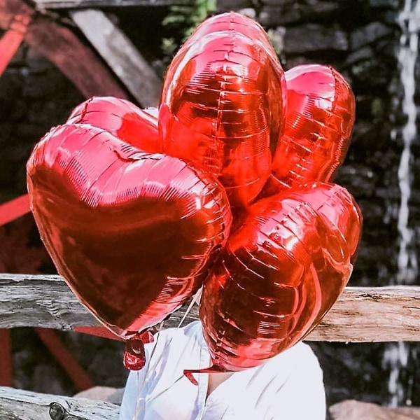 Hjerteformet folieballon rød, 20 STK
