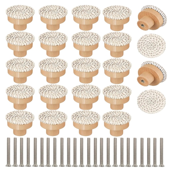 Puinen kudottu rottinkikahva ruuveilla bleached 24pcs