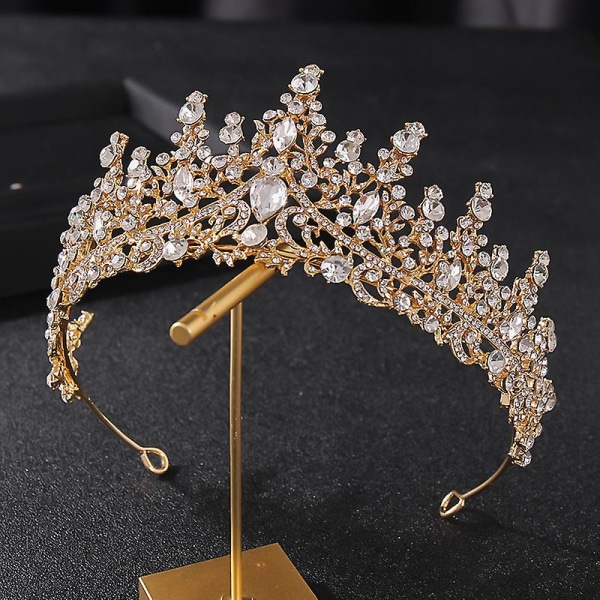 Kvinnor Bröllopskrona Huvudstycke Glänsande Strass Pannband Bangs Fast hårögla för bröllopsfest HG829