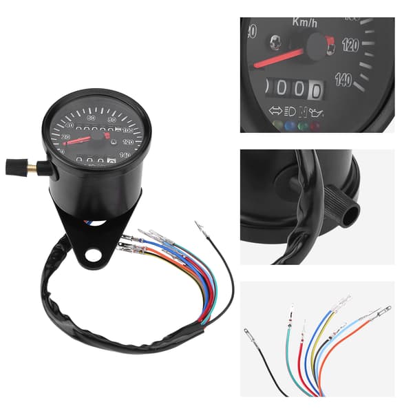 60mm Sort Motorcykel Odometer Speedometer Måler med indikator