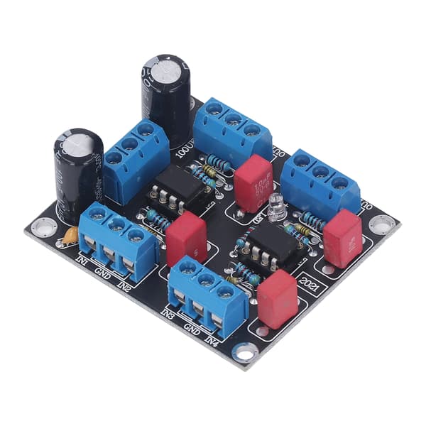 4-kanals NE5532 forforstærkermodul 5W DC 12V-15V Dobbelt strømforsyningschipdriverkort