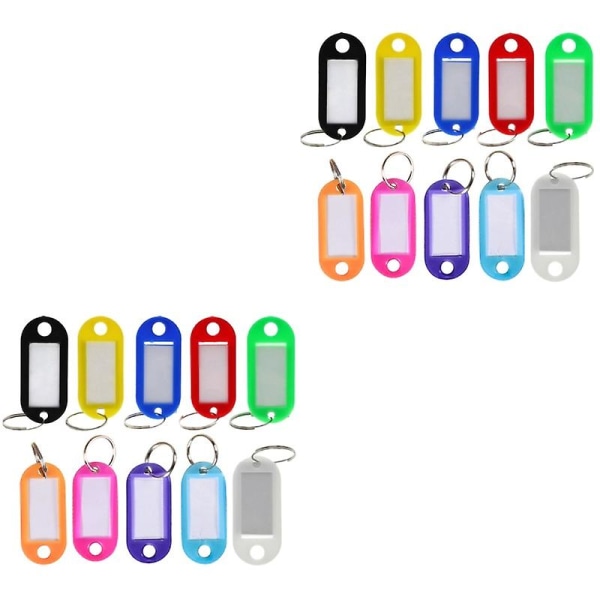 100 st Pp Plastnyckellappar Färgglada nyckeletiketter med ring Användbara bagageetiketter Bagage Handväska ID-etiketter Nyckelbrickor med behållare