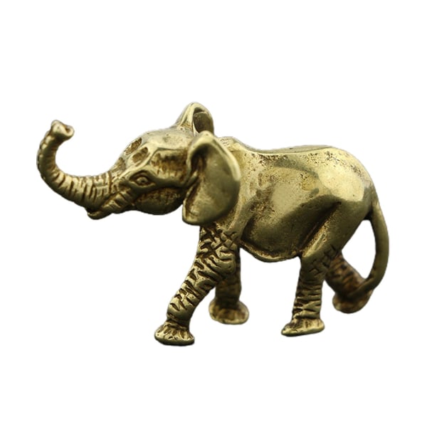 Fin Symbol Elephant Statyett Klar snidad mässing Tea Pet Miniature Elephant för skrivbordet