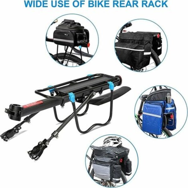 Bakre cykelställ med 50 kg kapacitet, justerbar MTB cykelhållare sadelstolpe med vingreflektor för cykling Mountain Ca