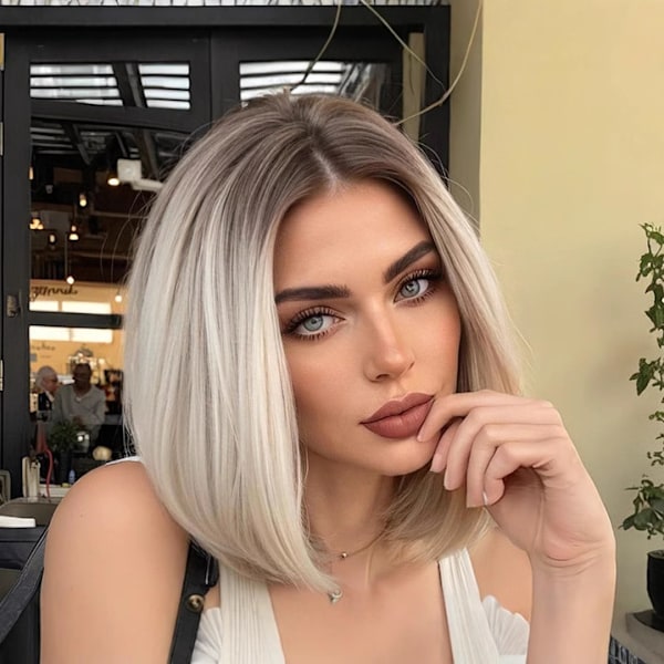 Dame Parykk Medium Lengde Lys Blond