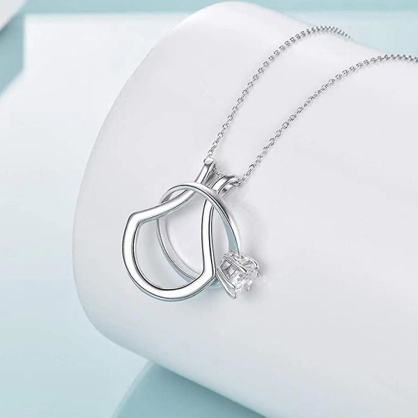 Silver Ring Hållare Keeper Halsband hängande smycken för kvinnor fru flickvän Rose gold 3