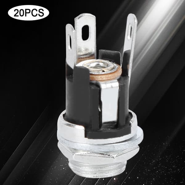20A DC Strömförsörjning Hona Jack med 5,5x2,1mm Gängad Mutter Panelmontering DC025M