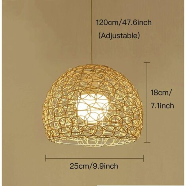 Rattan loftslampe Håndvævet sfærisk pendel lampe i indonesisk landlig stil rattan hul loftslampe i landlig stil chan