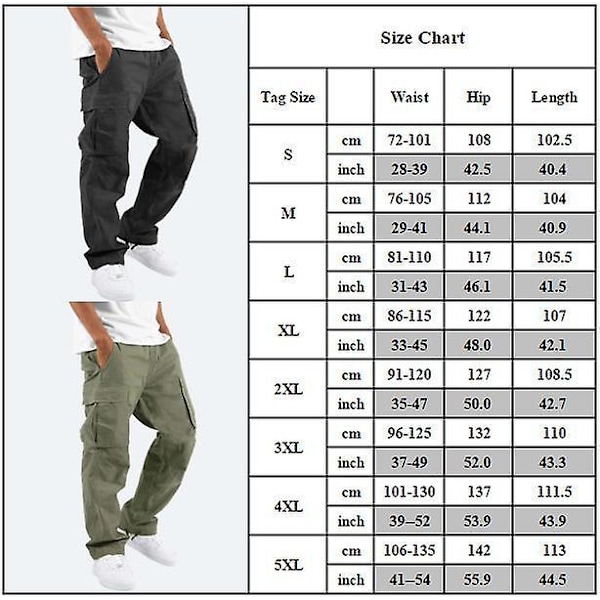 Herr Multi Pockets Cargo Byxor Baggy Work Combat Byxor Grey 3XL