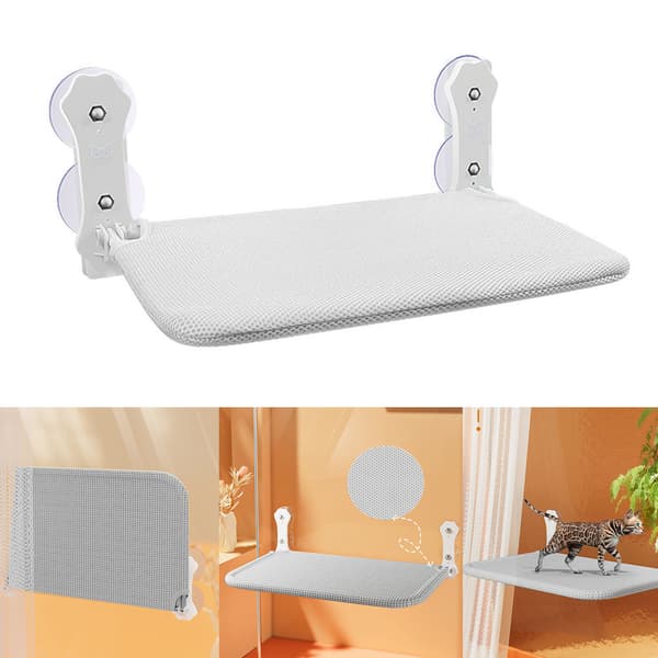 Hopfällbar Kattfönsterhängmatta med 4 Starka Sugkoppar Grå Klodesign