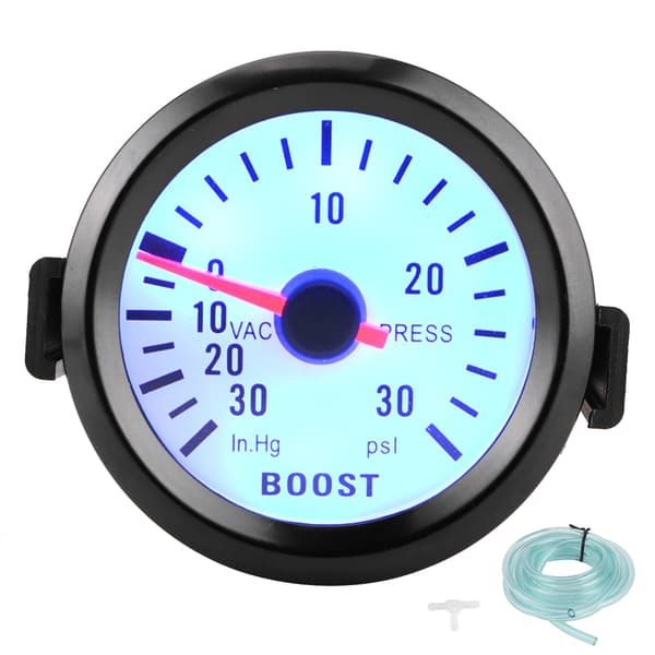 Universal Boost Pointer Vakuumtrycksmätare 0-30PSI 12V Blå LED-urtavla 52mm Dia för bilmotorer
