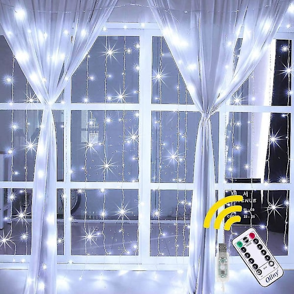 USB fjärrkontroll Gardinljus Juldekorationsbelysning White Light