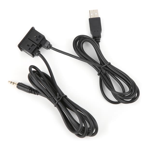 3,5 mm AUX forlængerkabeladapter indbygget USB-port hovedtelefonstik panelmontering til bilbåd