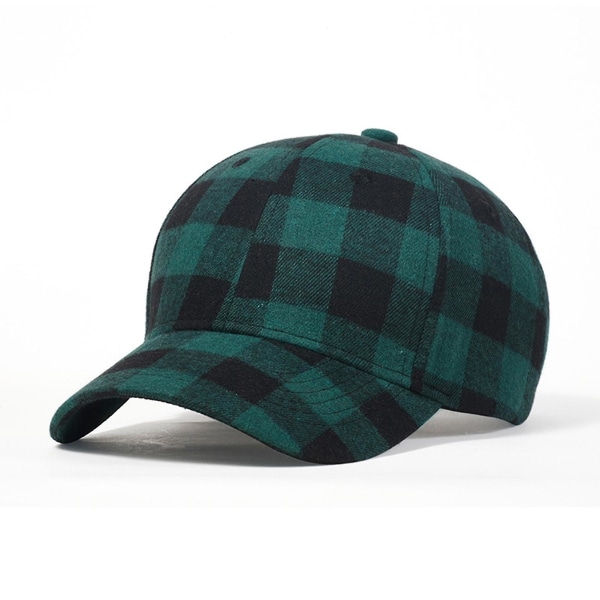 Plaidprint baseballkasket Justerbar blød bomuld Klassisk mode sort og rød ternet K319
