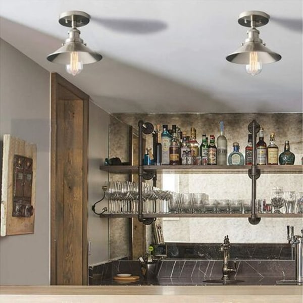 Retro taklampa med metallskärm, bondgårdstaklampa för korridoren loft köksbar med LED-lampor (typ C)