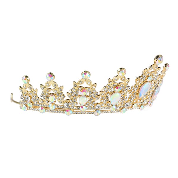 Guldpläterad strass retro halvcirkel tiara håraccessoar för bröllopsfest
