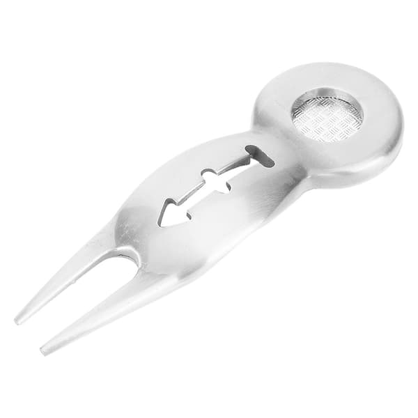 Golf Divot Repair Tool med Magnet og Markering for Trening (Sølv)