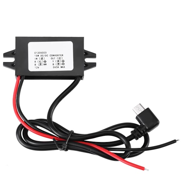 12V til 5V 3A Micro USB Billader