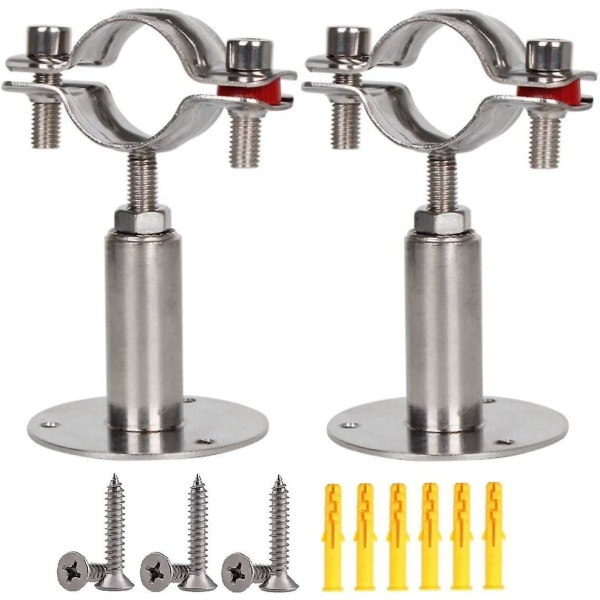 2 Pcs Stainless Steel Pipe Holder Adjustable Pipe Holder Screw On Pipe Holder Ceiling Support With Screws+expansion Tube Wall Pipe Holder Anti Rust Fo