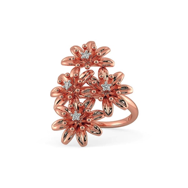 Kvinnor Mode Blomma Finger Ring Bröllop Engagemang Smycken Alla hjärtans dag present Rose Gold US 10