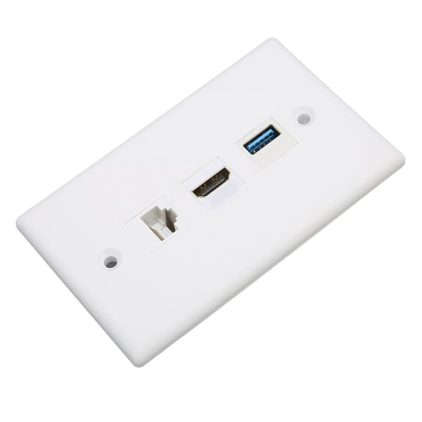 HDMI Väggplatta 3 Portar CAT6 USB 3.0 Lödningsfri