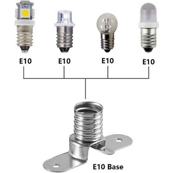 E10 LED-pærer Lamper Sokkel Sokkel, 10 stk. skruemonterede pæreholdere