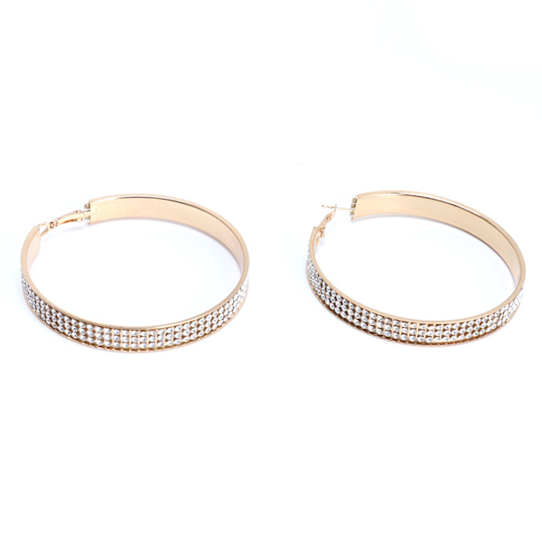 Trendy Krystalløreringer Metalllegering Mote Gradient Loop Øreringer Dangler for Kvinner 12372