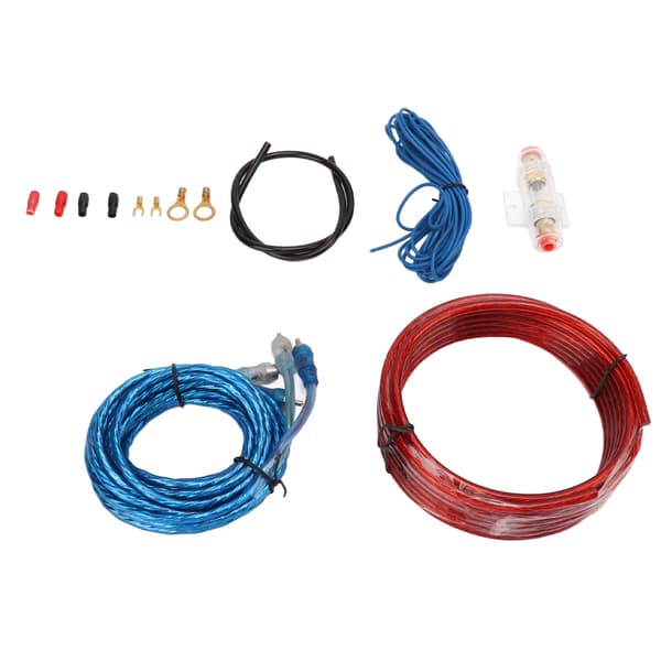 8 Gauge Förstärkarkabelkit med RCA-ljudlinje för bilsubwooferhögtalare