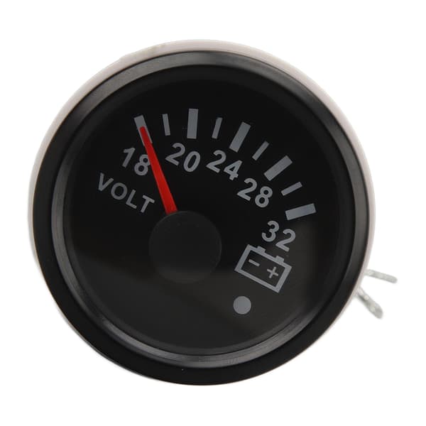 52MM Voltmeter DC 9 til 32V Høj Præcision Hurtig Respons Pointer Voltmeter med Baggrundsbelysning Til RV'er Yacht Fiskebåde Skibe Sort Skive Sort Bezel