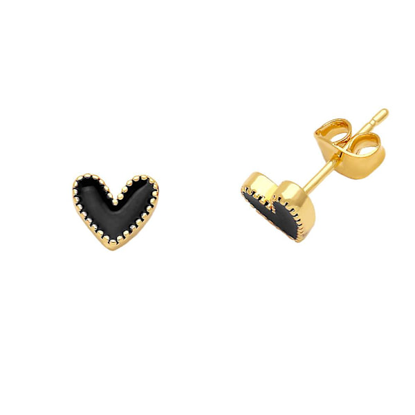 Örhängen Vintage Zircon Heart Stud Modesmycken Ac9162 Black