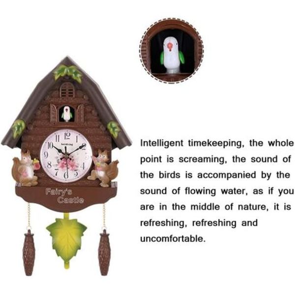 Värt att ha - Gökklocka Schwarzwaldklocka med pendel, fågelväggklocka med naturlig fågelröst, Quartz Movement B
