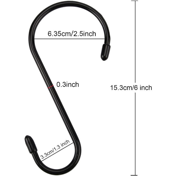 12 stykker 15 cm sort multifunktionskrog til hjemmet s-formet krog metalkrog, til hjemmekøkken, toilet, badeværelse