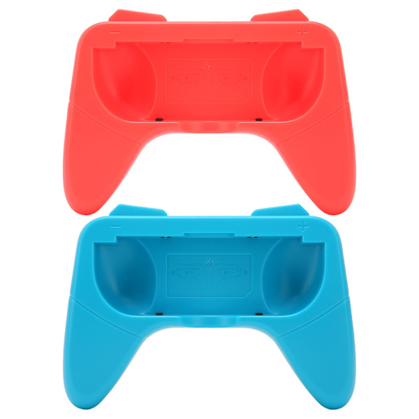 Tåligt Ergonomiskt Greppfodral med 2 Skyddande Kuddar för Switch OLED Controller Röd Blå