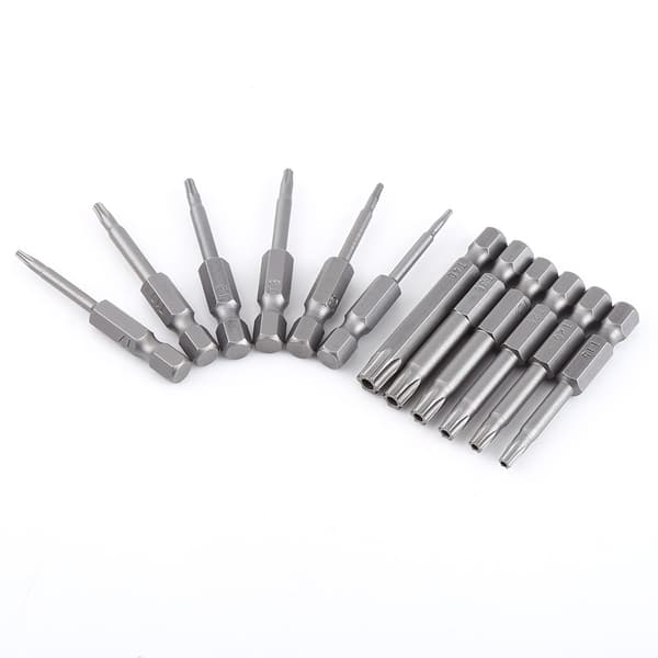 Magnetisk stjerneskruetrækker bitsæt 12 stk. 1/4 tomme skaft 50 mm S2 stål T5 til T40