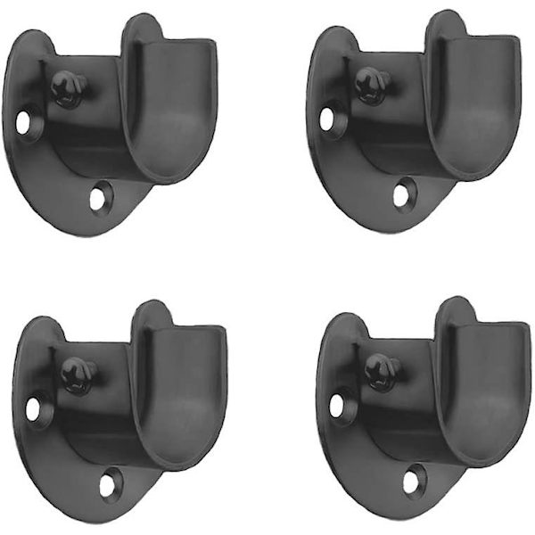 Black Edition rostfritt stål garderobsskåp Stångfäste, U-formad hylsa med öppen typ, duschdraperi Stång Stång Stöd Stöd Sockets Fläns ( 4