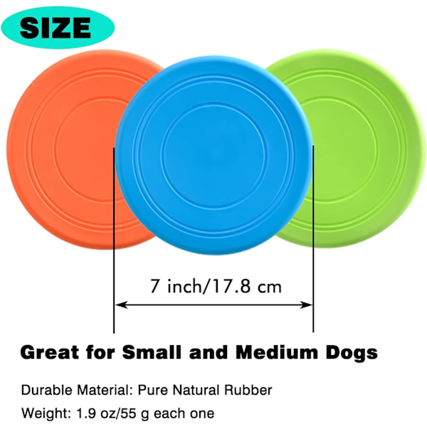 Pack Dog Flyer Hundleksaker, lätt mjukt gummi interaktiv frisbee leksak för små och stora hundar - flyter i vatten och