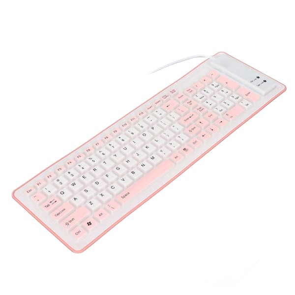 Vikbart 103 Tangenter USB Kabelanslutet Silikon Vattentätt Tyst Blekningsfritt Vikbart Tangentbord för PC Laptop Rosa