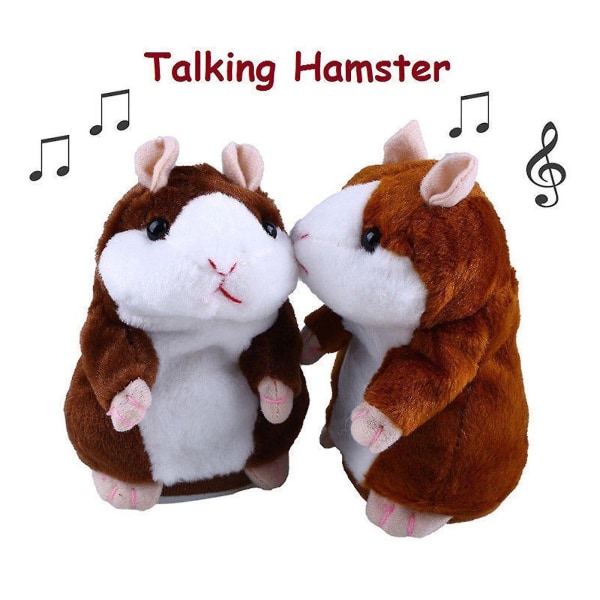 Puhuva hamsteri, interaktiivinen täytetty pehmoeläin puhuva lelu, toistaa sanomaasi Dark brown