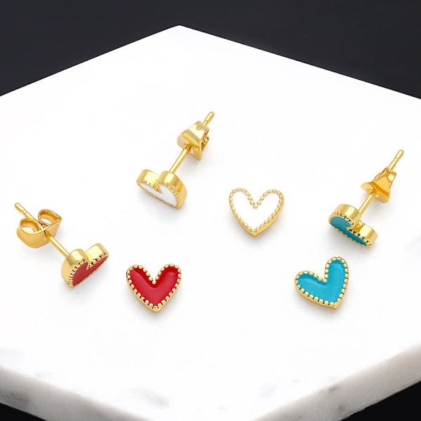 Örhängen Vintage Zircon Heart Stud Modesmycken Ac9162 Green