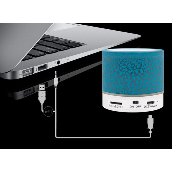 Crack bluetooth högtalare, kort mobiltelefon dator mini liten trådlös självlysande högtalare (A9 stor rosa crack),