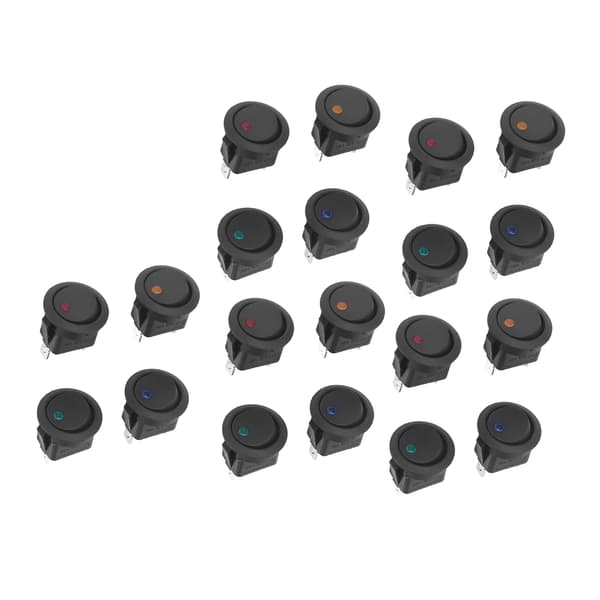 12V LED vippekontakt 3 ben 2 positioner SPST 20 stk.
