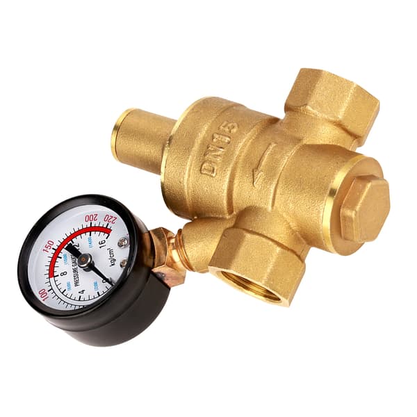 Messing Vandtryksregulator med Måler Justerbar Reducer DN15