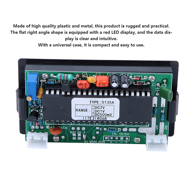 5135A Højpræcisions Digital Panel Meter DC5V DC Voltmeter Rød LED Display DC500mV DC1V DC2V