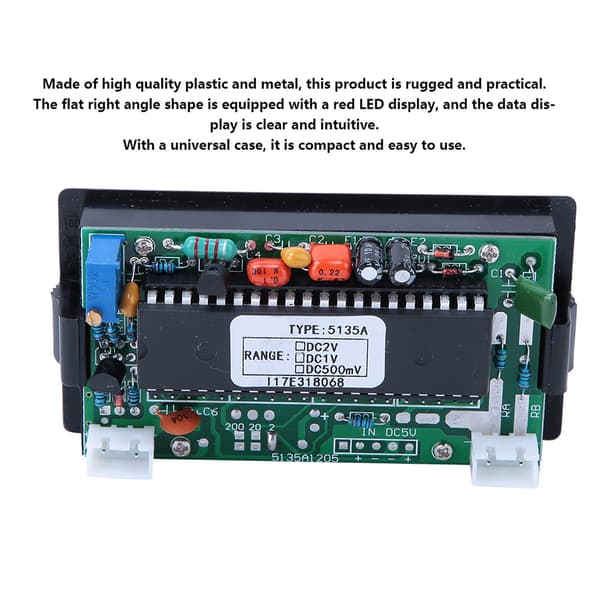 5135A Høypresisjons Digitalt Panelmeter DC5V DC Voltmeter Rød LED-skjerm DC500mV DC1V DC2V