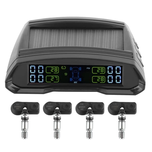 Trådløs dæktryksovervågning Solcelledrevet USB Digital LCD-skærm TPMS-sensor
