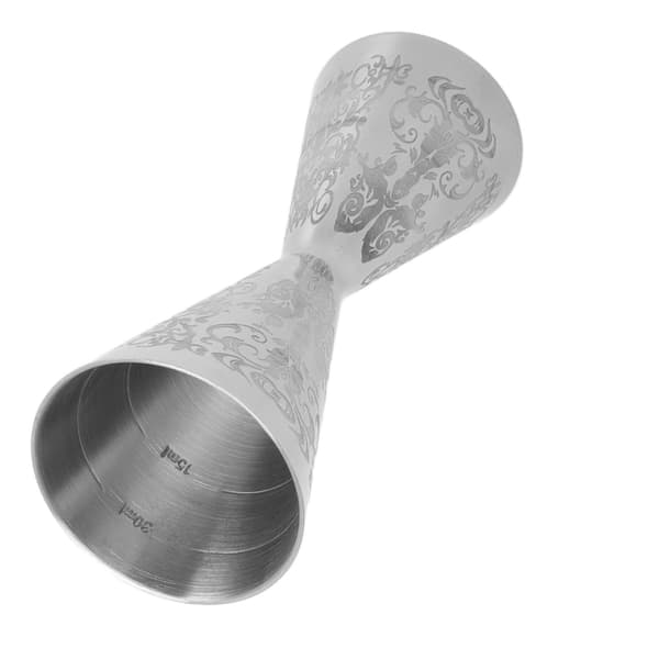 Dobbelthodet Cocktail Jigger 30ml 45ml Gravert Bartending Målebeger i Rustfritt Stål for Hjemmebar